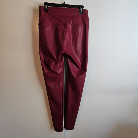 Faux Leather Leggings in Cranberry - Size L - Picture 2 of 6